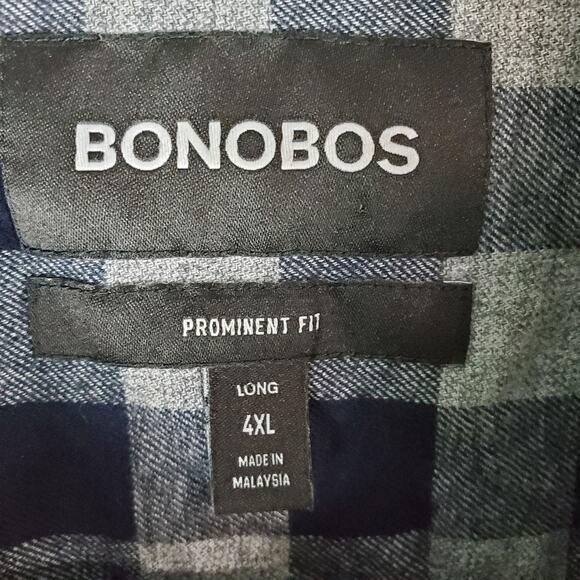 Bonobos Men's Blue Check Button Up Long Sleeve Prominent Fit Shirt Size 4XL Long - Picture 3 of 6
